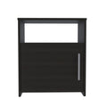 Nightstand Cuarzz, One Cabinet, Black Wengue Finish Black Particle Board