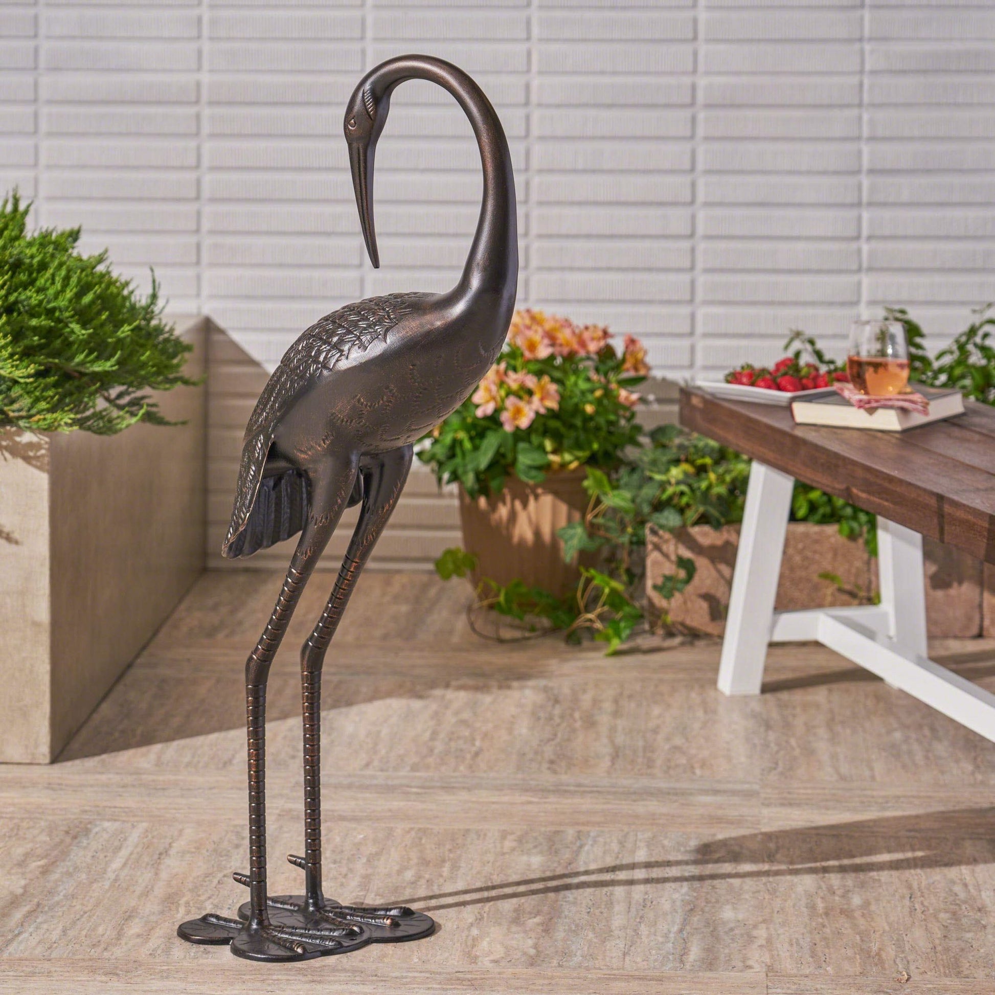 Bird Animals Rust Resistant Metal Garden Statue Antique Bronze Aluminium