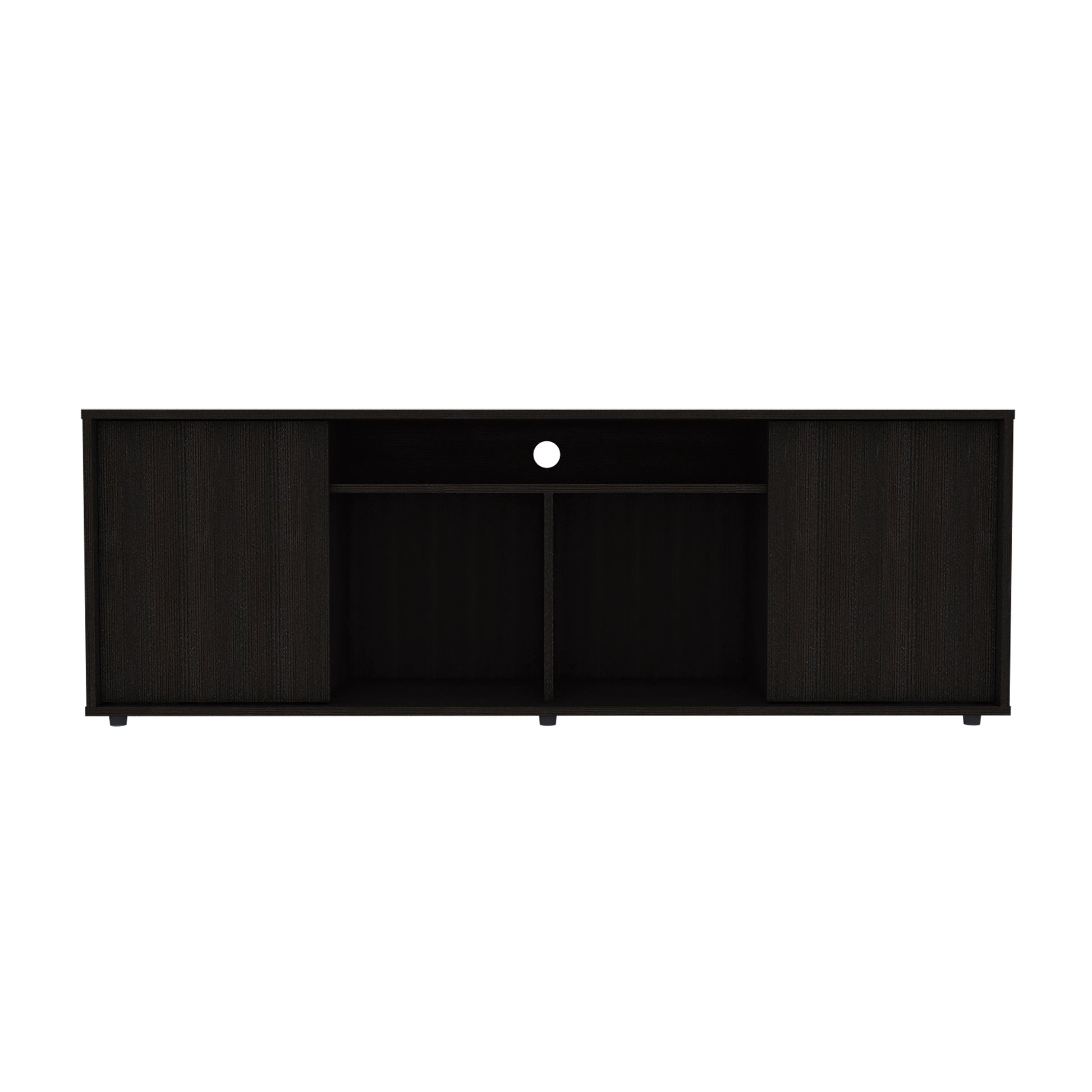 Redding Tv Stand Withcable Managment And Shelves For Tvs Up To 65'' Black 60 69 Inches Mdf Engineered Wood