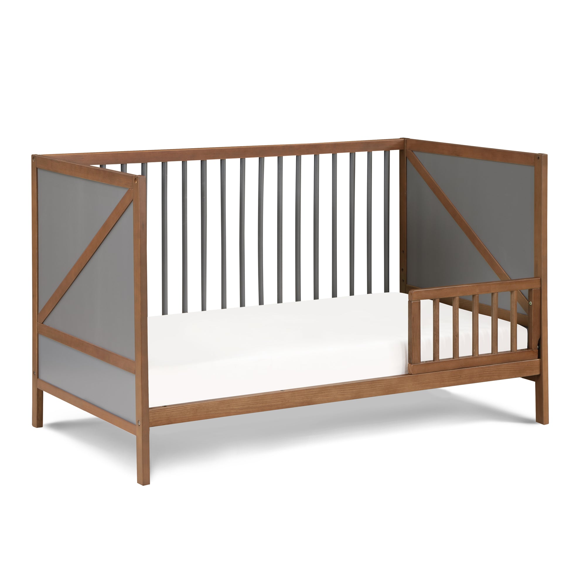 Pixie Zen 3 In 1 Crib In Walnut Charcoal Walnut Brown Wood