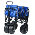 Folding Wagon Garden Shopping Beach Cart Blue Blue Metal