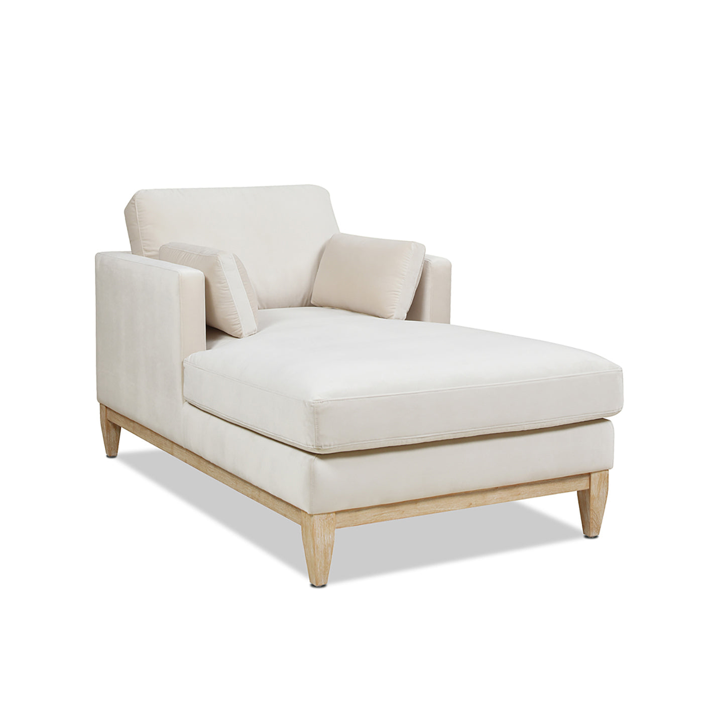 Knox 65" Modern Farmhouse Chaise Lounge Chair, French Beige Performance Velvet Beige Foam Velvet