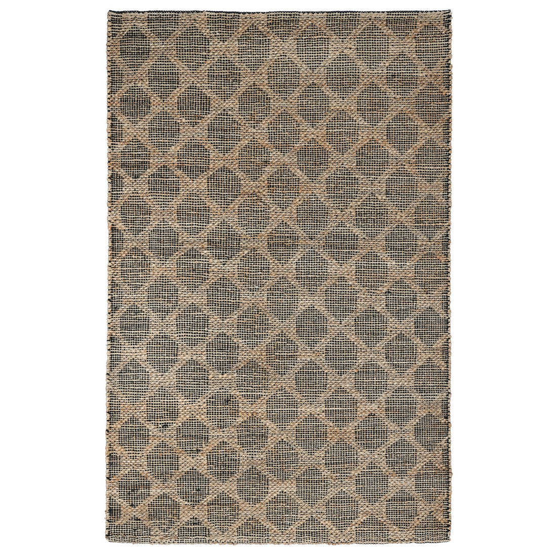 Ona 5 X 8 Handwoven Medium Area Rug, Black And Brown Diamond Lattice Design Black Brown Cotton