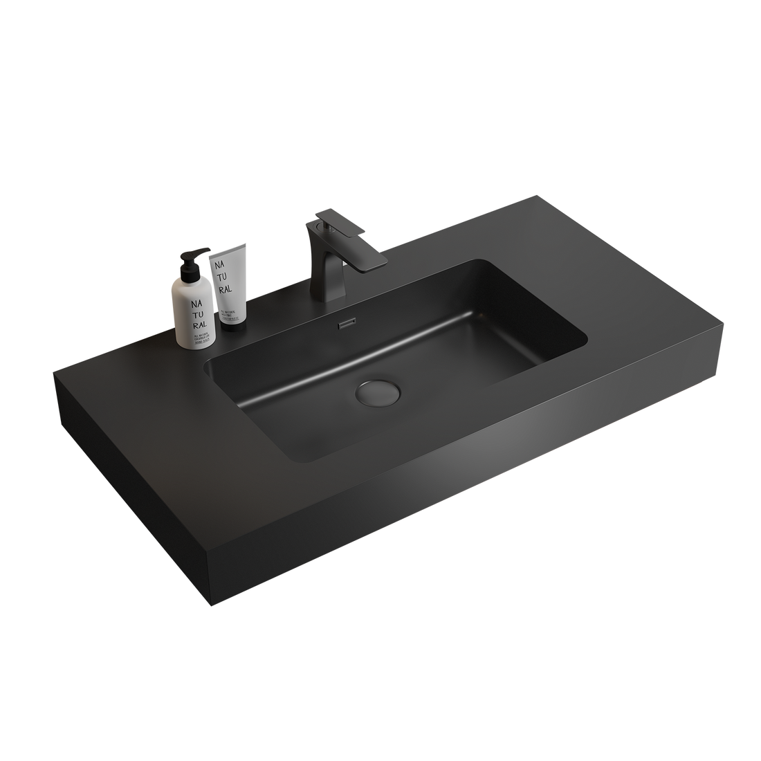 36" Matte Black Engineered Quartz Countertop,