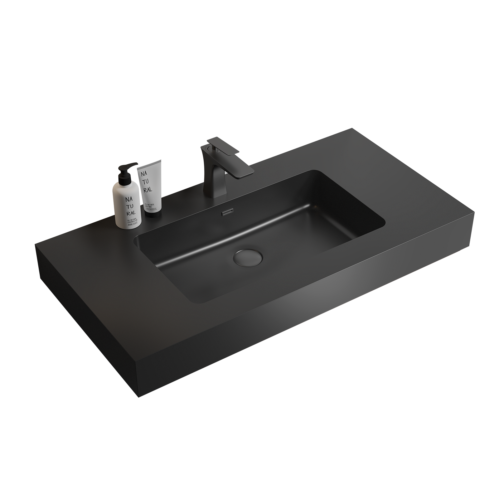 36" Matte Black Engineered Quartz Countertop,