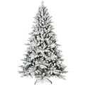 6Ft Pe&Pvc Flocked Christmas Tree Green,White Polyethylene