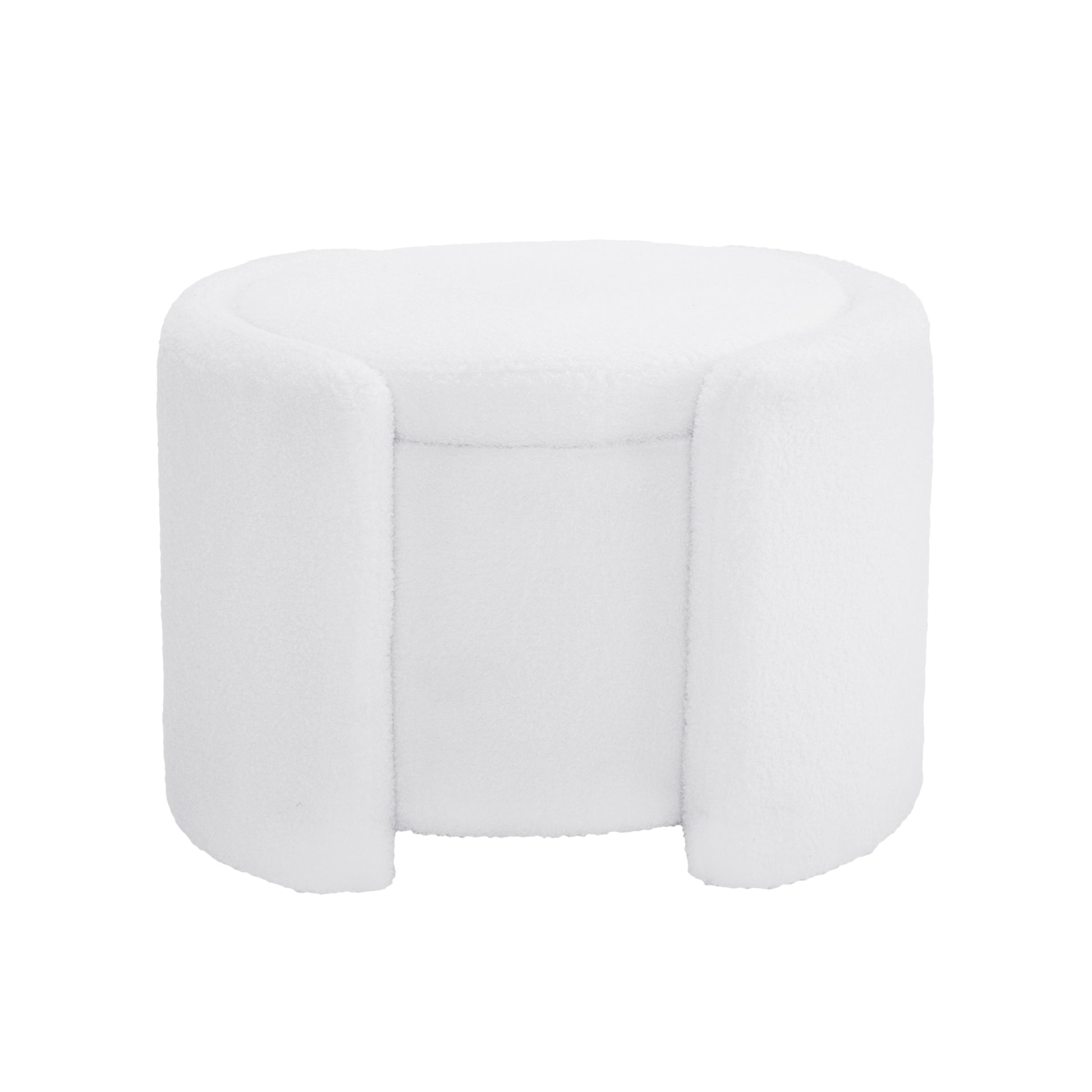 Cozy Lamb Fleece Storage Ottoman: Stylish Comfort With Hidden Storage, White Wood Primary Living Space Solid White With Storage White Polyester Polyester Backless Casual Round Internal Storage