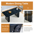 Large Modern Rectangular Table With Black Patterned Countertop And Large Mdf Legs For Kitchen, Dining Room And Living Room To Create A Different Atmosphere For A Home Environment. Black Mdf