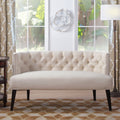 Celine Tufted Settee Accents, Sky Neutral Beige Polyester Beige Foam Polyester