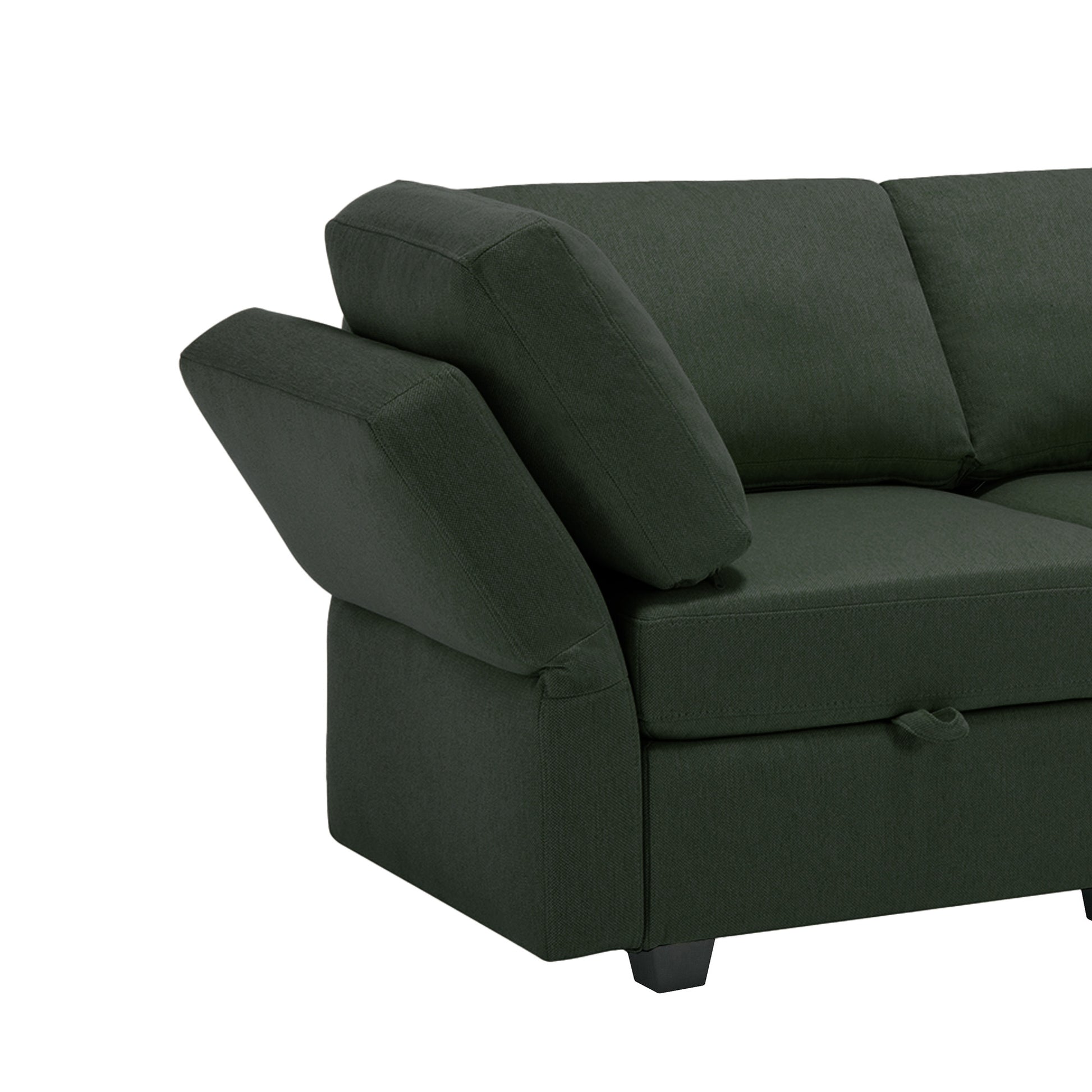 Adjustable Arms And Backs Modern U Shape Linen Couch Modular Sectional Sofa Couch With Storage Seat, Large Convertible Sofa With Reversible Chaise For Living Room Apartment Office, Green Green Polyester 4 Seat