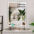 48X36 Inch Led Bathroom Vanity Mirror Wall Mounted Adjustable White Warm Natural Lights Anti Fog Touch Switch With Memory Modern Smart Large Bathroom Mirrors Silver Aluminium