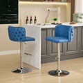 Swivel Barstools Adjusatble Seat Height With Chrome Base, Modern Pu Upholstered Bar Stools With The Whole Back Tufted, For Home Pub And Kitchen Island,Blue, Set Of 2 Blue American Design Bar Stools Set Of 2 Foam Pu Leather