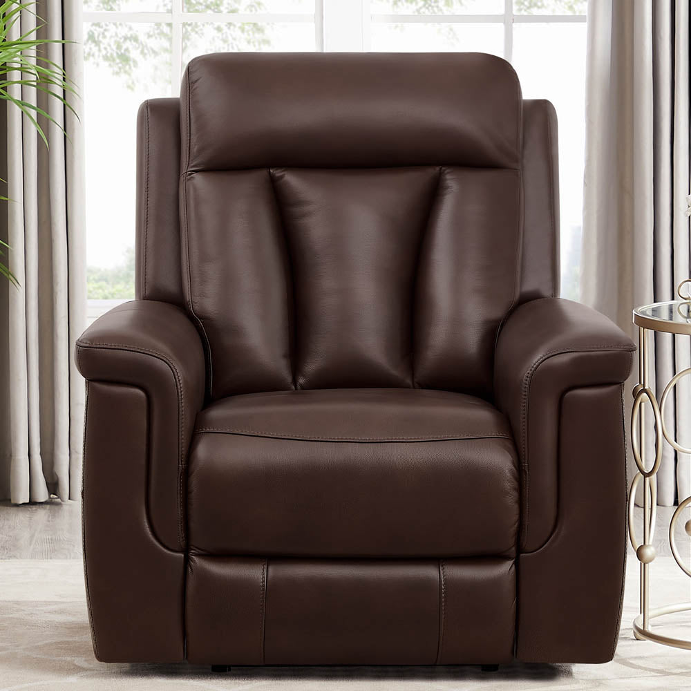 Rhapsody Power Zero Gravity Recliner Chestnut Memory Foam Genuine Leather