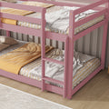 Twin Over Twin Floor Bunk Bed,Pink Twin Pink Pine