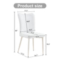 Modern Minimalist Dining Chair, White Pu Leather Curved Back And Seat Cushion, White Metal Chair Legs, Suitable For Dining Room, Bedroom, Living Room. A Set Of 2 Chairs. 008 White Pu