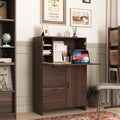 Desk Cabinet, With Storage Drawer & Shelves, Fold Up Desktop, Ideal For Home, Office, Dormitory, Small Spaces W31.49