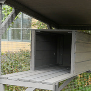 Catio Large Wooden Cat House Outdoor Indoor Cat Enclosures On Wheels, Wooden Kitty House Shelter Outside With Resting Box, Waterproof Roof Grey, 31.5" D X 36.6" W X 71" H Grey Solid Wood