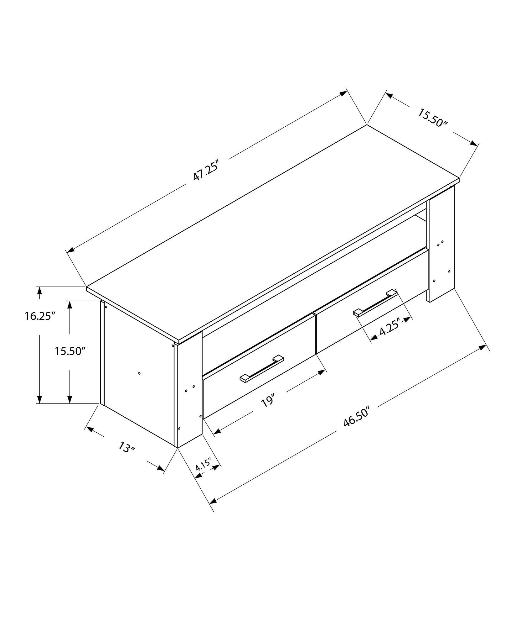 Tv Stand, 48 Inch, Console, Media Entertainment Center, Storage Drawers, Living Room, Bedroom, Brown Laminate, Contemporary, Modern Taupe 80 89 Inches Particle Board