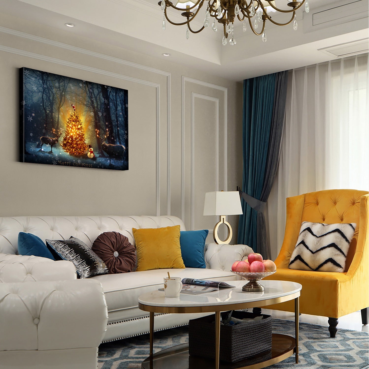 1Pcs Drop Ping Christmas Canvas Wall Art Gold Christmas Tree Paintings Artwork Modern Picutres Gift Poster For Home Wall Decor Framed 4832In Thickness 1.5Inch Rectangle Framed Multicolor Christmas