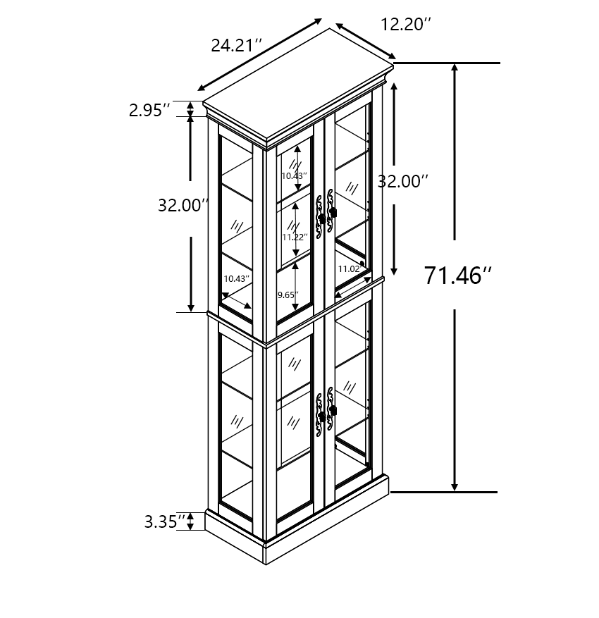 Lighted Glass Curio Display Cabinet,Display Cabinet,Glass Storage Cabinet Glass Wine Cabinet Wood Frame Toy Display For Living Room, Kitchen, Pantry Light Bulb Included Dark Cherry Cherry Mdf