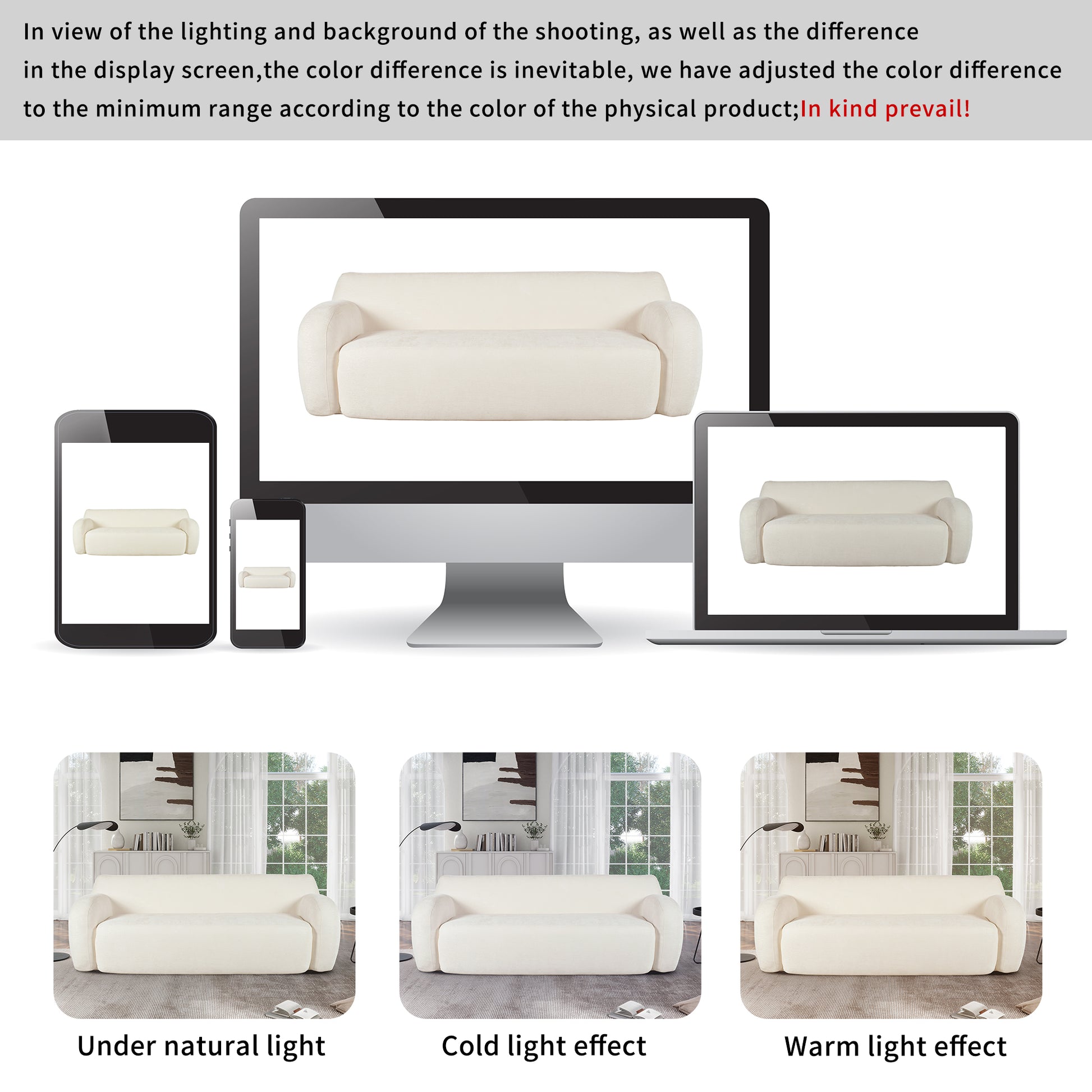 81.5'' Minimalist Curved Upholstered Sofa, 3 Seat Modular Casual Sofa For Living Room, Bedroom, And Apartments Beige Polyester 3 Seat