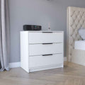 Kaia 3 Drawers Dresser, Superior Top White White Bedroom Modern Particle Board Particle Board