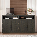 4 Door Classic Sideboard With Open Storage And Adjustable Shelves Perfect For Kitchens, Living Rooms Grey Brown Grey Brown Mdf