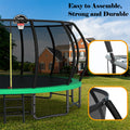 16Ft Outdoor Trampoline For Kids And Adults, Pumpkin Trampolines With Curved Poles,Heavy Duty Trampoline Anti Rust Coating Astm Approval Green Steel