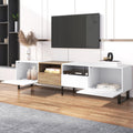 Modern Tv Stand With 2 Cabinets& Open Storage Compartment, Color Matching Media Console Table For Tvs Up To 85'', Entertainment Center With Drop Down Door For Living Room, Bedroom, Home Theatre Wood Brown Primary Living Space 70 79 Inches 90 Inches Or