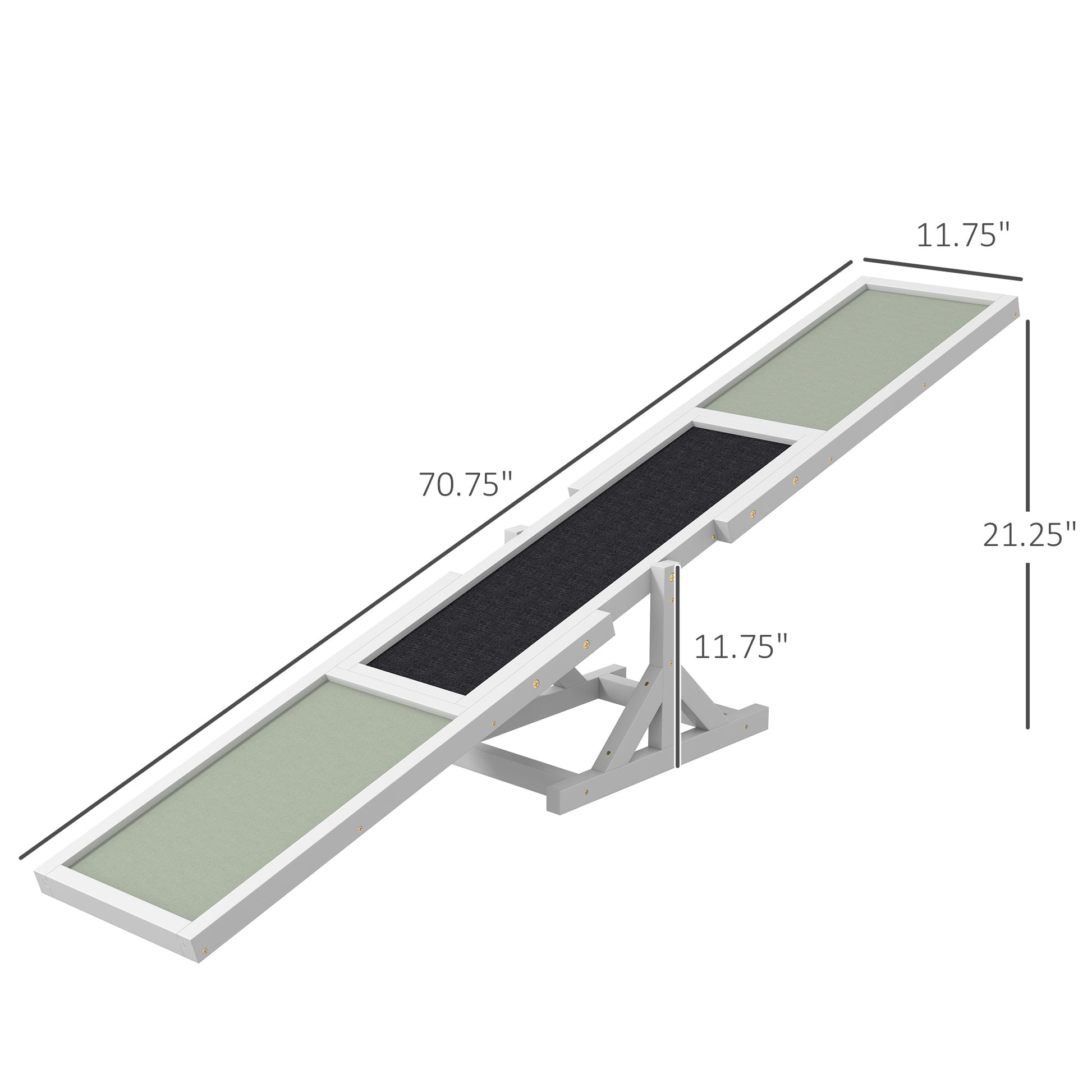 Pawhut Wooden Dog Agility Seesaw For Training And Exercise, Platform Equipment Run Game Toy, Weather Resistant Pet Supplies, 71" L X 12" W X 12" H, White White Wood