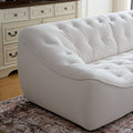 Wks10W White Sofa Withdurable Fabric, Solid Wood Frame, High Density Sponge Filler White Fabric 2 Seat