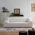 Wks10W White Sofa Withdurable Fabric, Solid Wood Frame, High Density Sponge Filler White Fabric 2 Seat