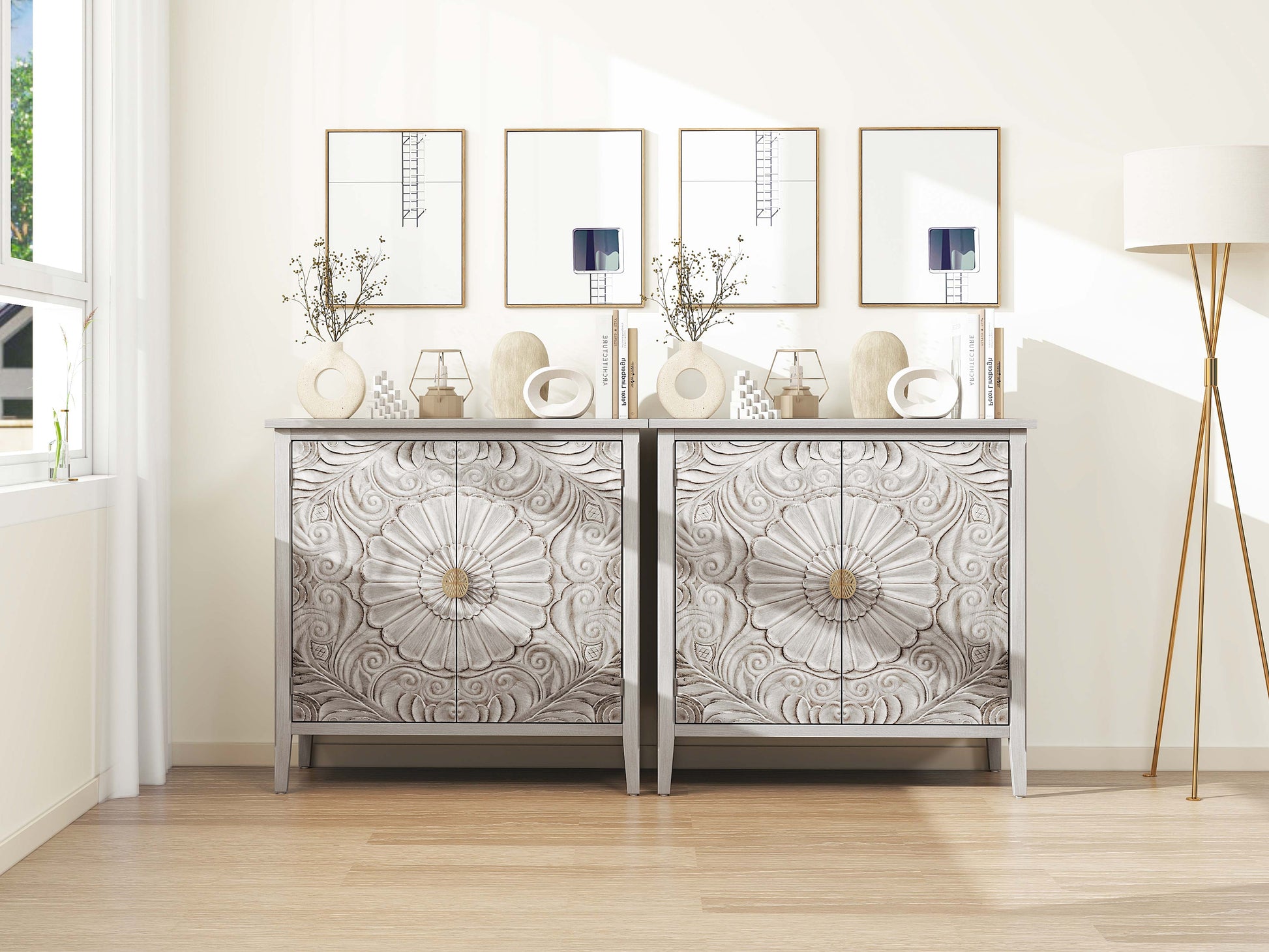 2 Door Cabinet, American Furniture, Suitable For Bedroom, Living Room, Study Light Grey Mdf