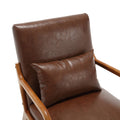 Coolmore Modern Accent Chair, Solid Wood Padding Lounge Armchairs With One Pillow For Living Room, Bedroom, Guest Room Brown Pu Brown Pu Brown Primary Living Space Modern Rubberwood Foam Pu Leather