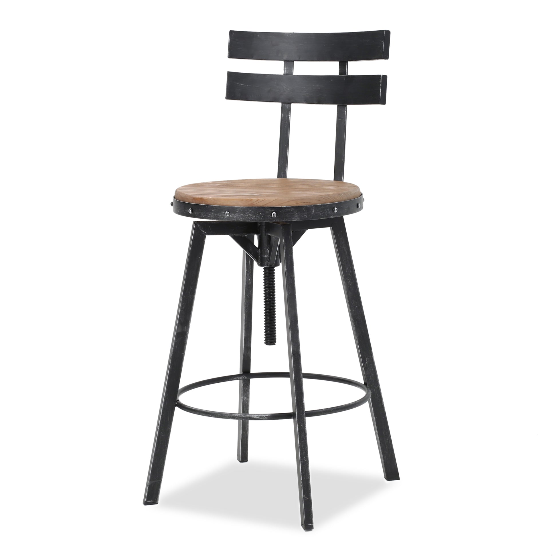 Metal Chair With Wooden Seat Antique Black Metal & Wood