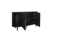 4 Door Storage Cabinet, Fluted Entertainment Center, Accent Cabinet With Adjustable Shelf ,Tv Stand Storage With Sliding Doors ,Tv Console Cabinet For Living Room Bedroom Freestanding 3 4 Spaces Natural Black Sliding Doors Dining Room Glam,Modern Mdf