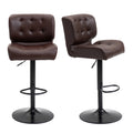 Homcom Bar Height Bar Stools Set Of 2 With Adjustable Seat, Thick Padded Cushion And Metal Footrest For Home Bar, Brown Brown Plastic