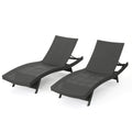 Salem Pe Wicker Chaise Lounge, Set Of 2 Grey Pe Rattan Iron