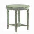 Antique Green End Table With Shelf Green Primary Living Space Shelves Round Solid Wood Mdf