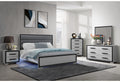 Adelaide Grey Black Full Bed W Led Black Solid Wood Mdf