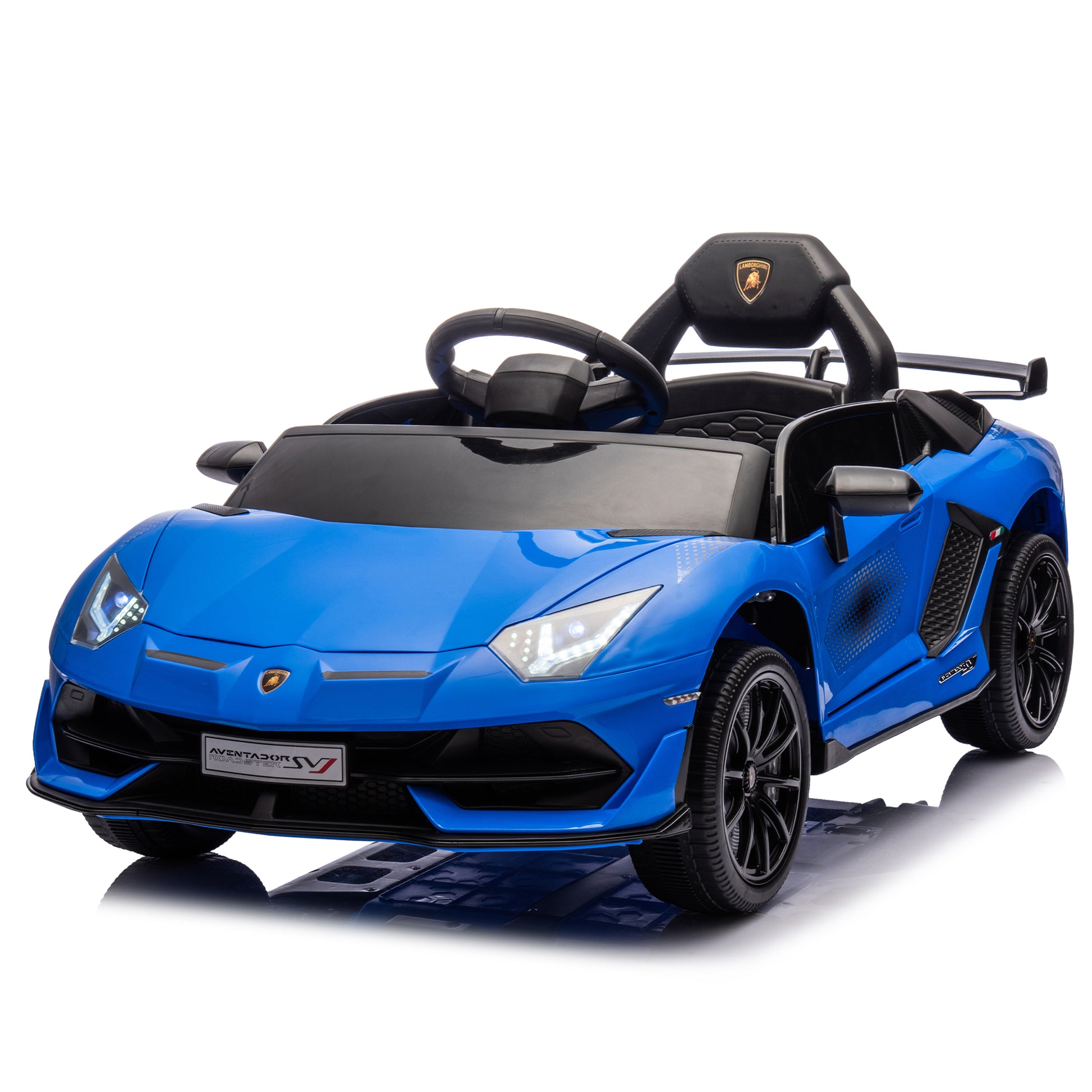 12V Kids Ride On Car W Parents Remote Control,Licensed Lamborghini Aventador Xago,Hydraulic Pressure Door,Slow Start,Early Education,Bluetooth,Adjustable Volume,Mp3,Usb,Led Lights For Kids Aged 2 4. Blue 50 99 Lbs Polypropylene
