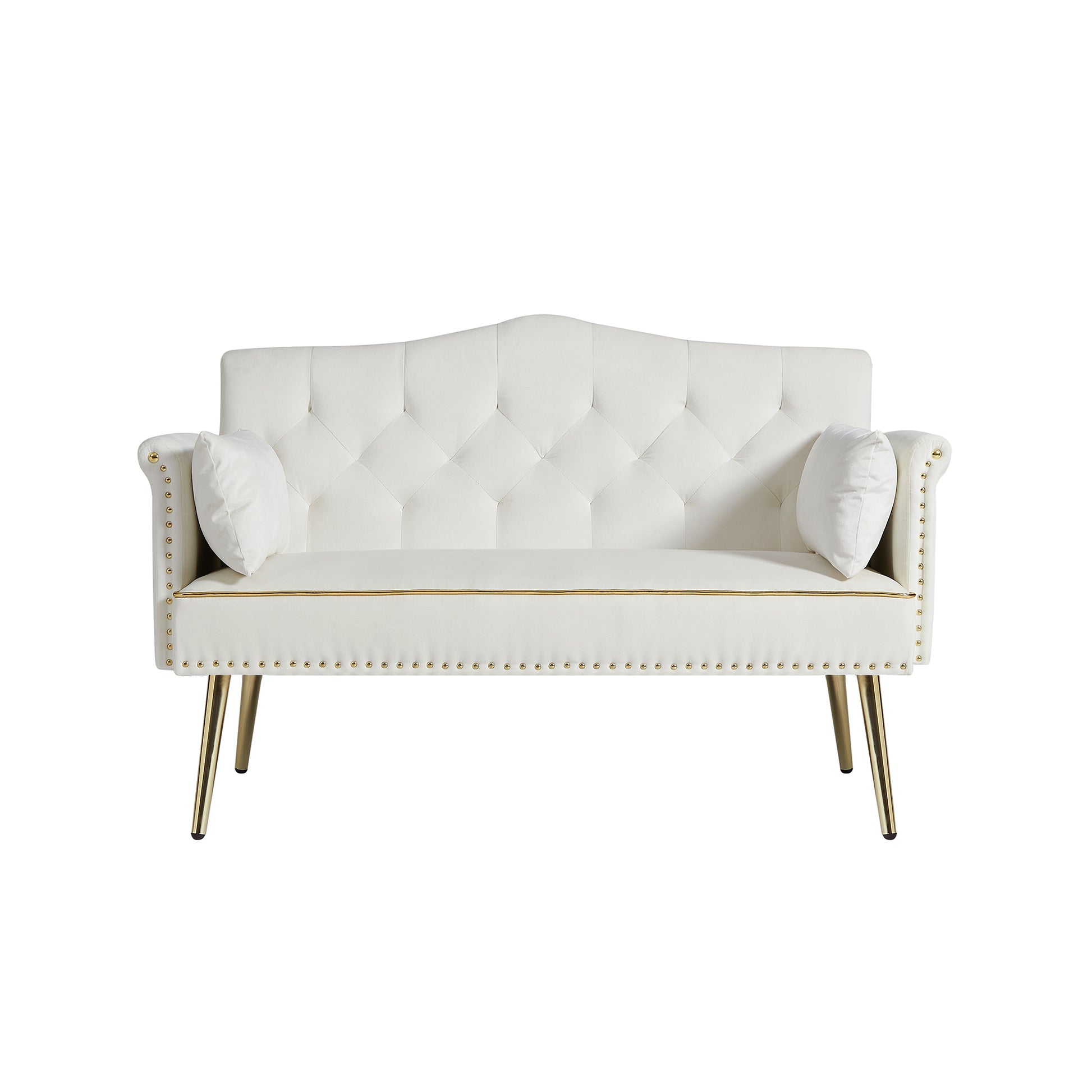 Cream White 2 Seater Sofa Cream White Wood Tufted Back Velvet 2 Seat