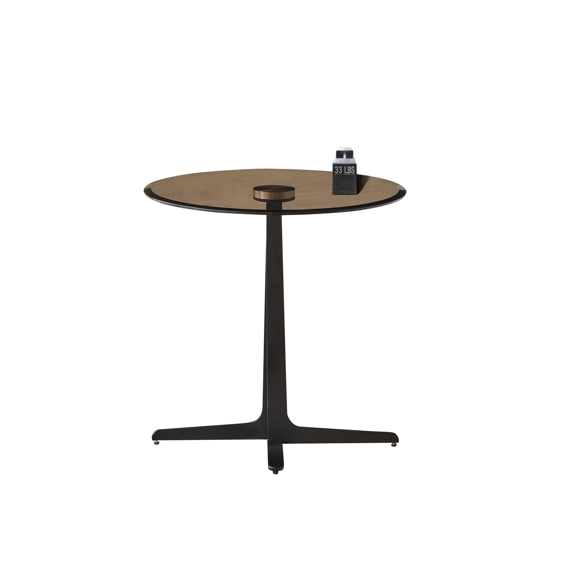 End Table Glass Top Side End Drink Table Tall Modern Round Accent Metal Nightstand Furniture For Living Room, Dorm, Home Office, And Bedroom 19.69" Round Brown Blass Matte Black Black Brown Primary Living Space Classic,European Round Ceramic Mdf