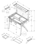 Drafting Table, Adjustable Angle, Drawing, Storage, Craft, Grey Metal, Clear Tempered Glass, Contemporary, Modern Grey Metal