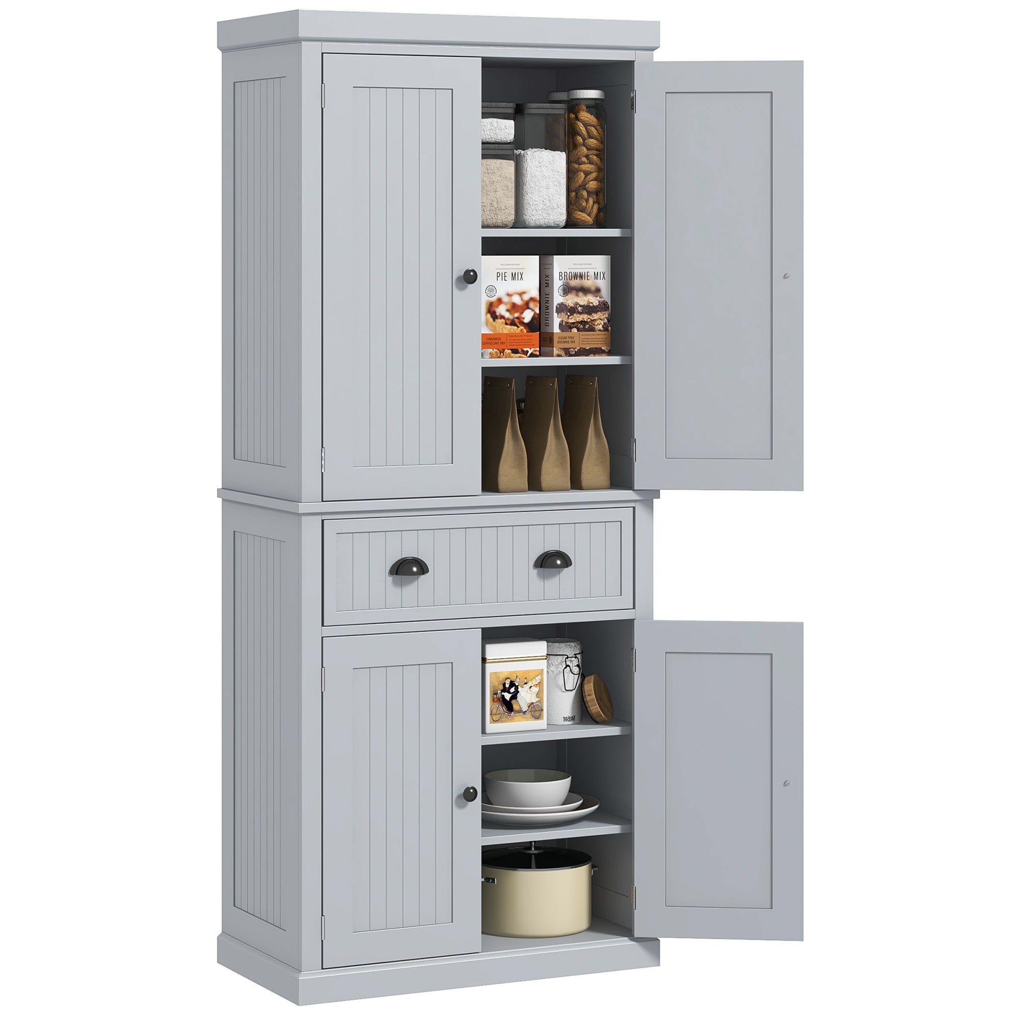 HOMCOM 72" Kitchen Pantry Storage Cabinet, Traditional gray-mdf