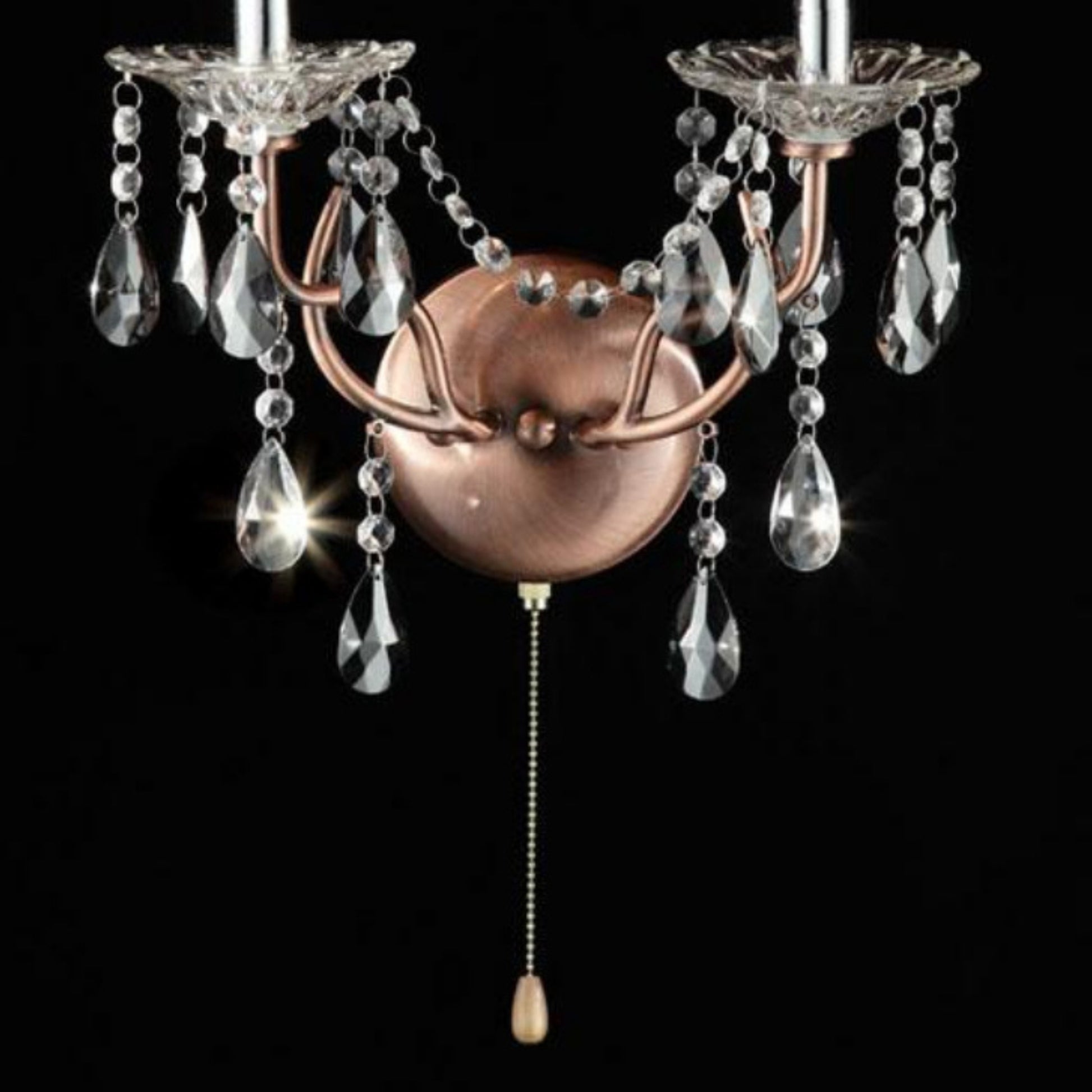 17" Tall Metal Wall Sconce "Rosie", Silvery Pink Finish And Crystal Accents Brown Polyresin