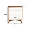 Modern Style Wooden Chest With Three Drawers And Flared Legs, Brown And White Brown White Solid Wood