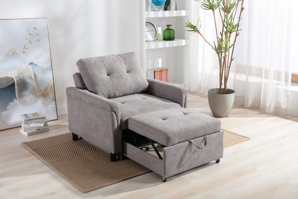 Hannah 35" Gray Woven Convertible Armchair Gray Fabric