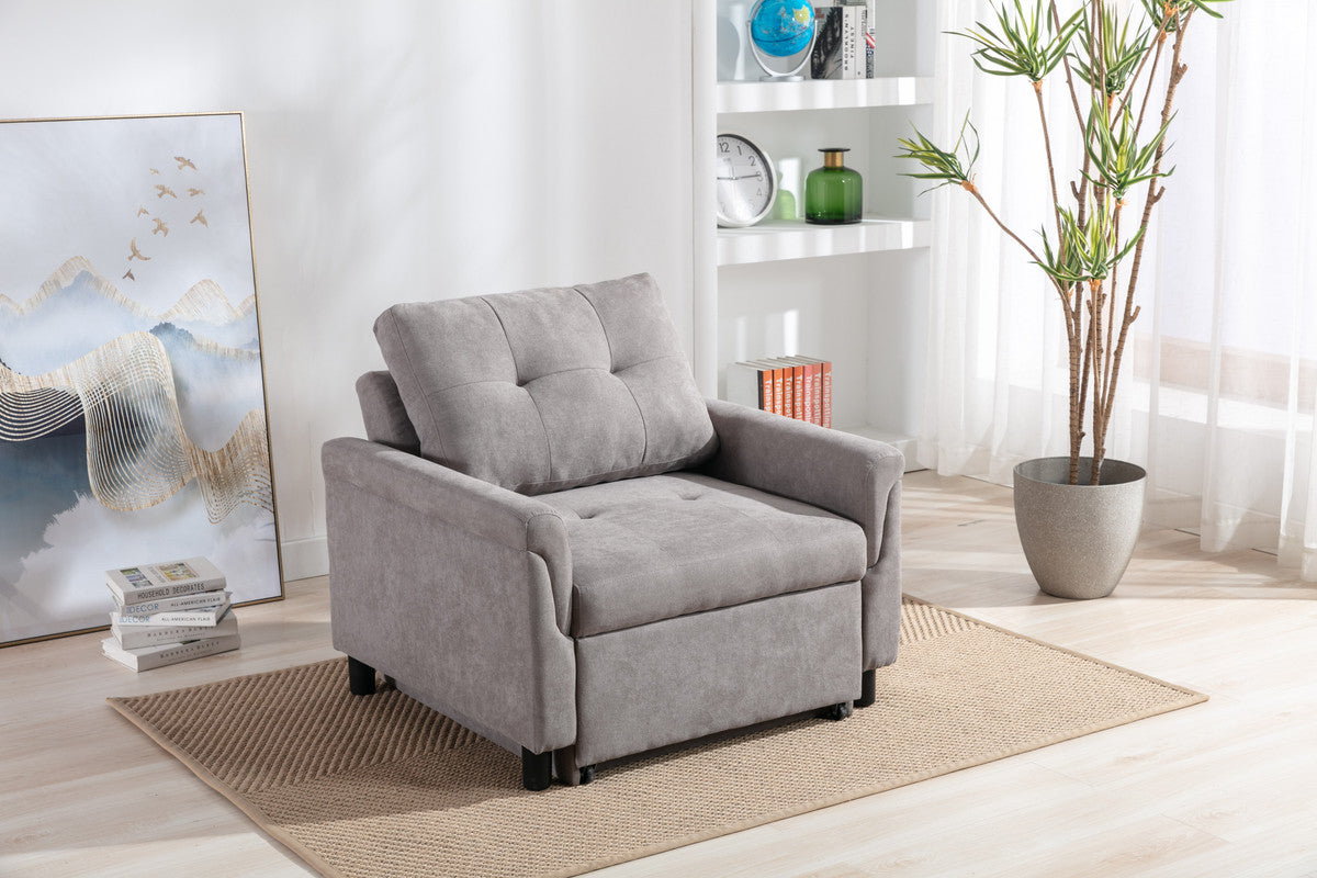 Hannah 35" Gray Woven Convertible Armchair Gray Fabric