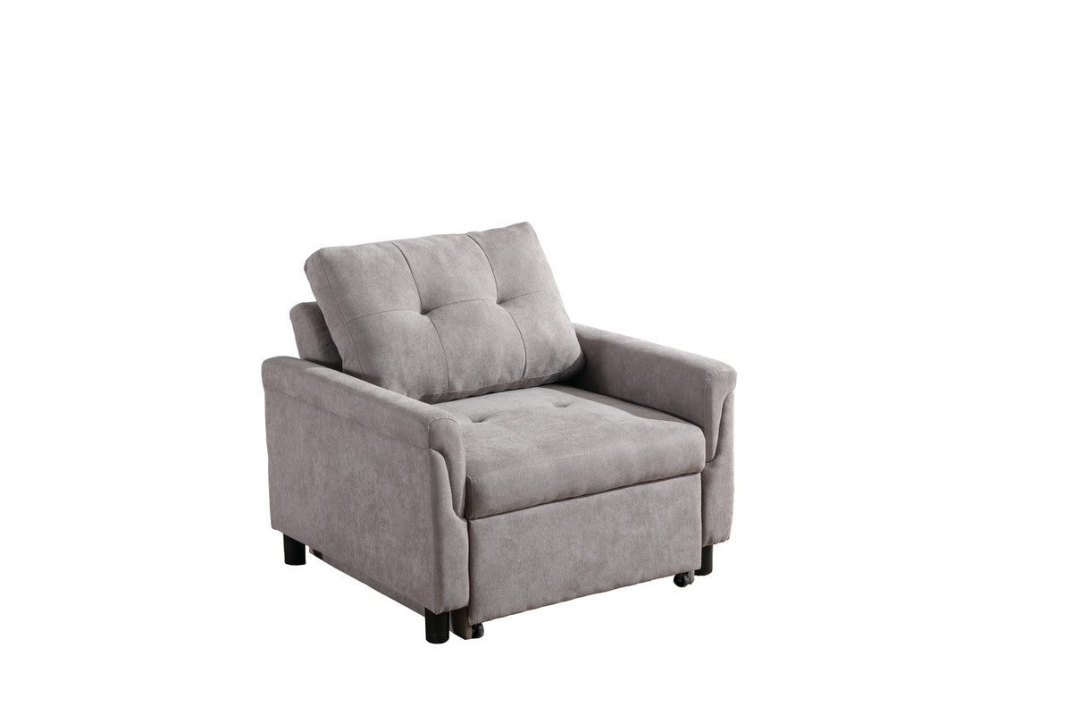 Hannah 35" Gray Woven Convertible Armchair Gray Fabric